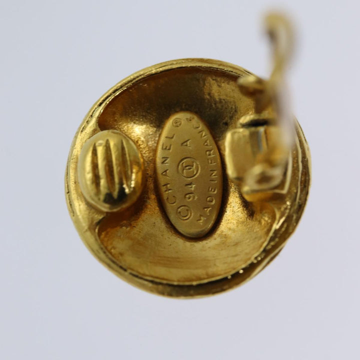 Top Quality Chanel COCO Mark Earring Gold Tone CC Auth ar11595B