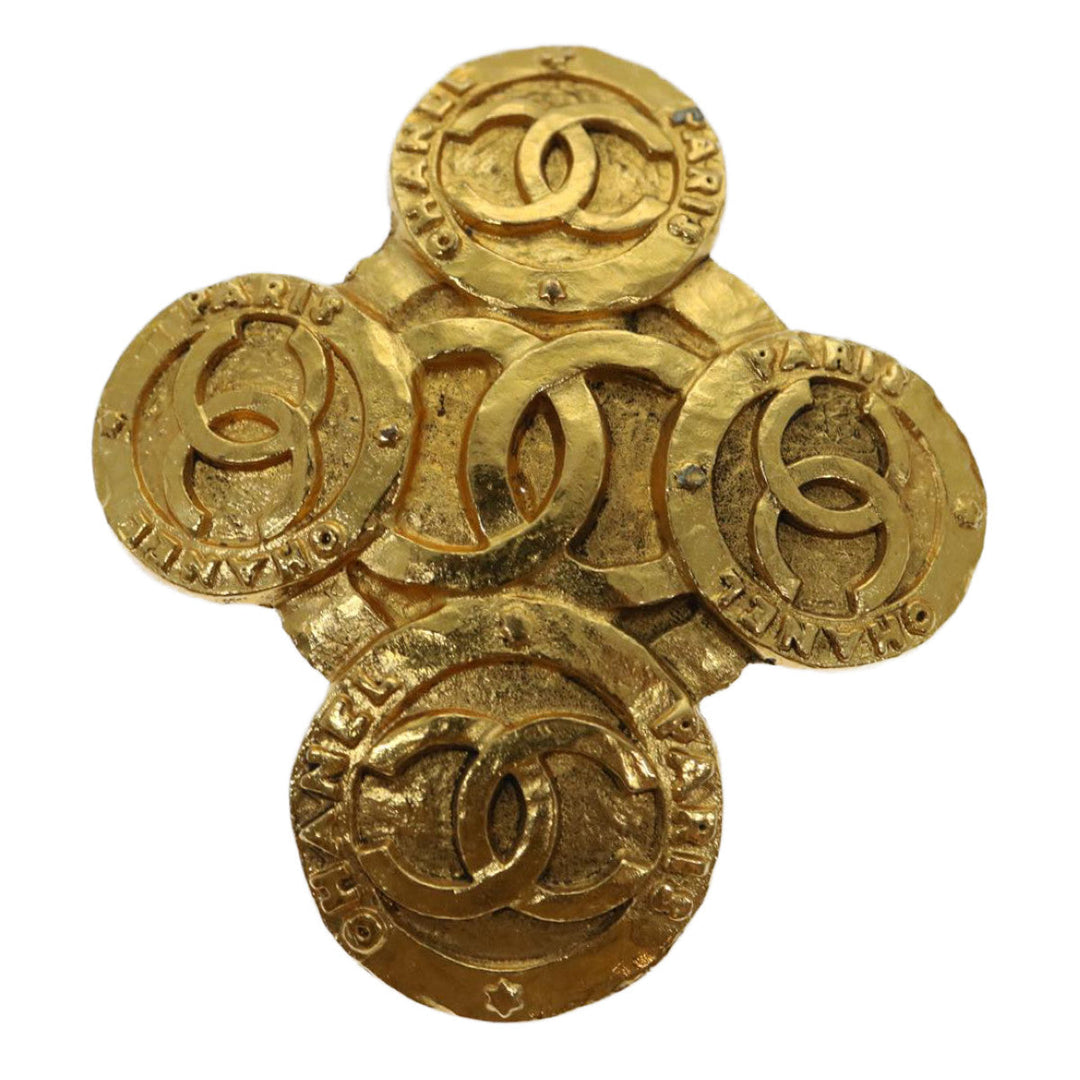 Top Quality Chanel COCO Mark Brooch metal Gold CC Auth ar11604B