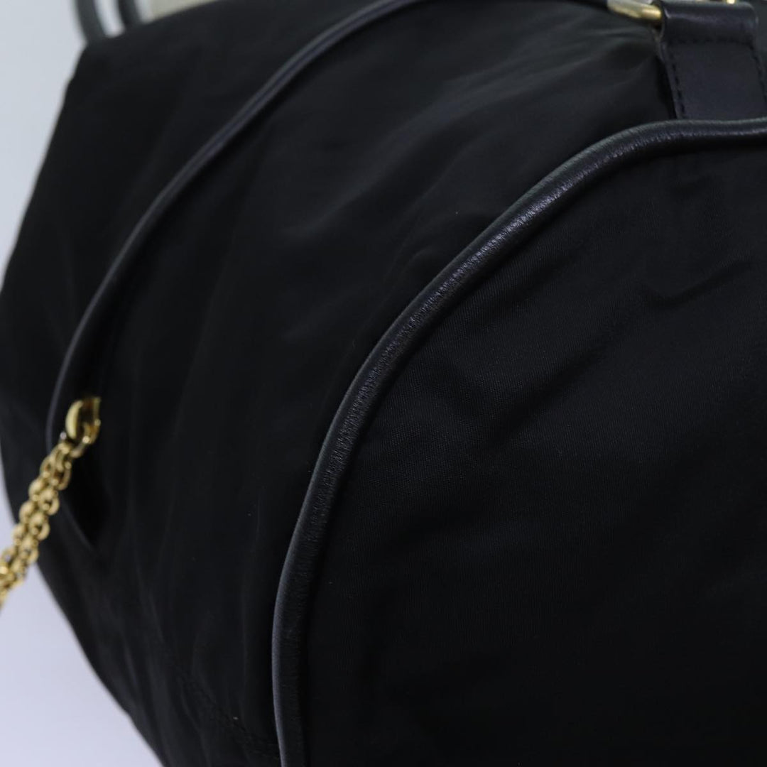 Celine Circle Shoulder Bag Nylon Black Auth ar11677