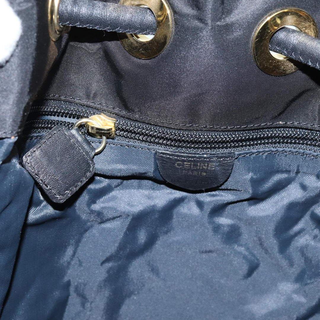 Celine Circle Shoulder Bag Nylon Black Auth ar11677