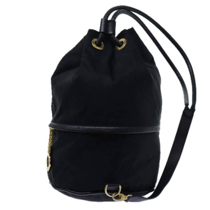 Celine Circle Shoulder Bag Nylon Black Auth ar11677
