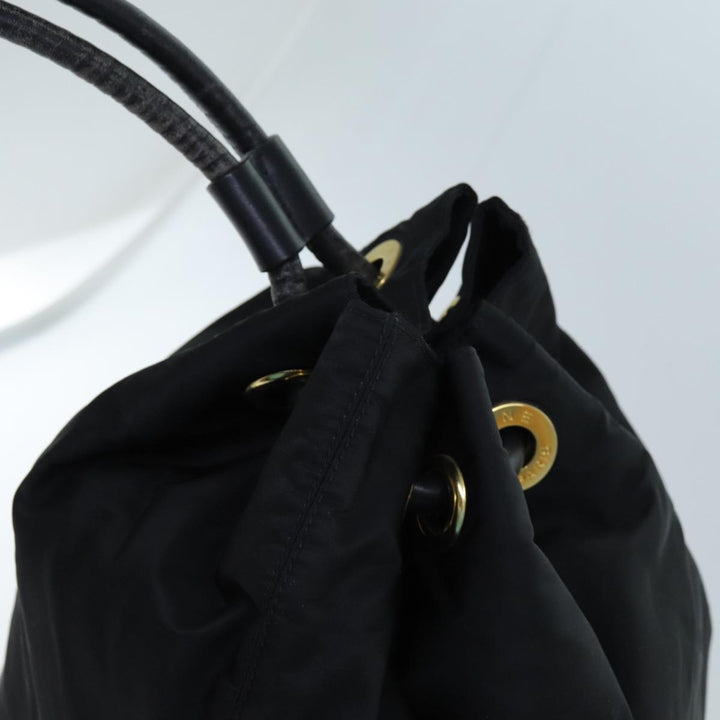 Celine Circle Shoulder Bag Nylon Black Auth ar11677