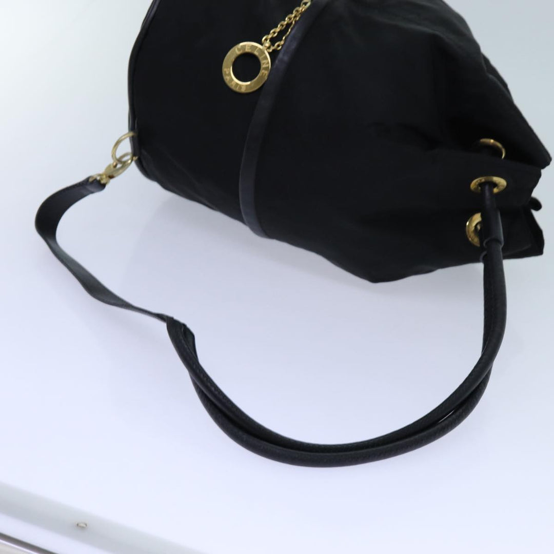 Celine Circle Shoulder Bag Nylon Black Auth ar11677