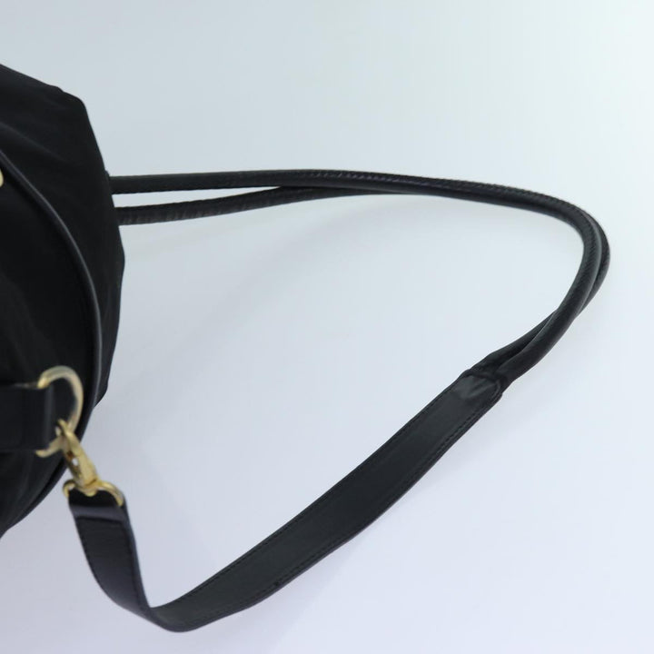 Celine Circle Shoulder Bag Nylon Black Auth ar11677