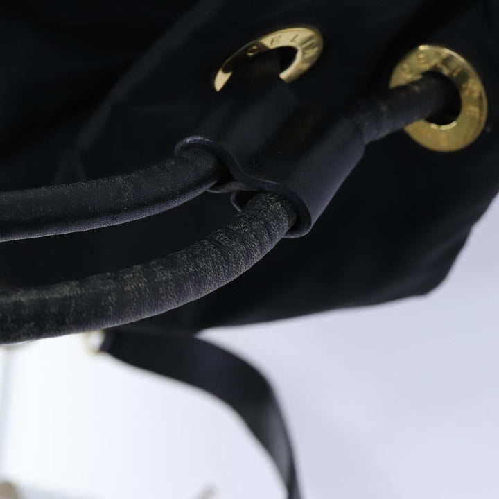 Celine Circle Shoulder Bag Nylon Black Auth ar11677