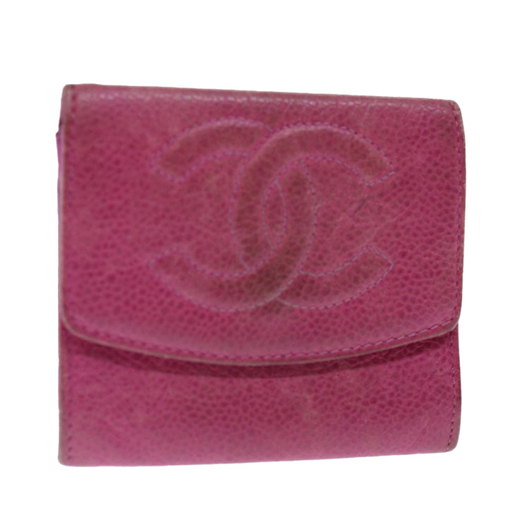 Top Quality Chanel COCO Mark Coin Purse Caviar Skin Pink CC Auth ar11706