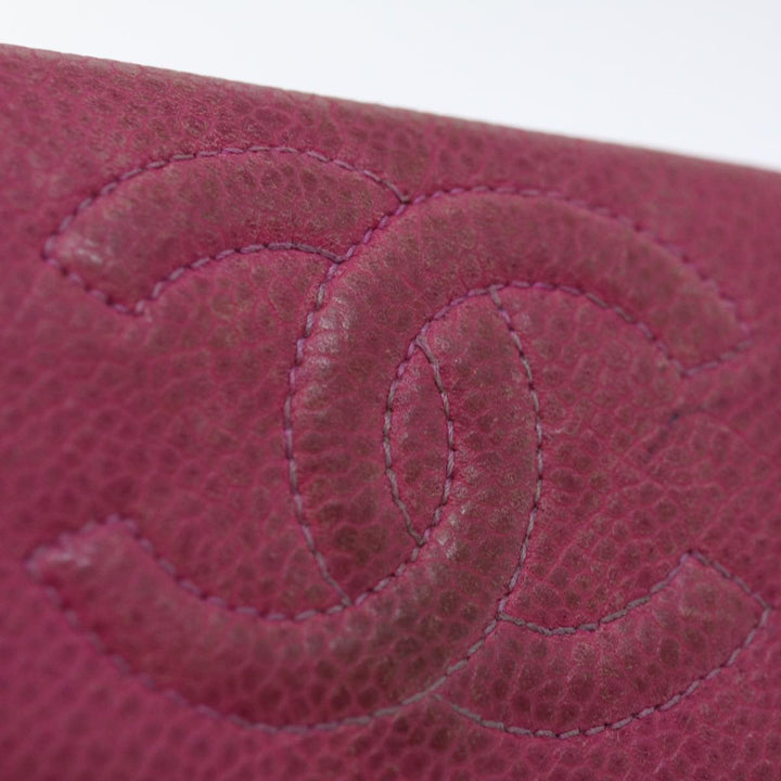 Top Quality Chanel COCO Mark Coin Purse Caviar Skin Pink CC Auth ar11706
