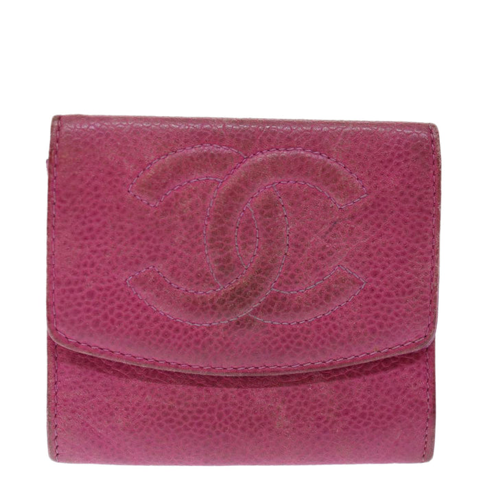 Top Quality Chanel COCO Mark Coin Purse Caviar Skin Pink CC Auth ar11706
