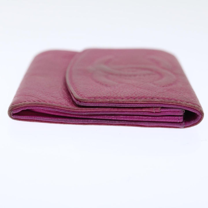 Top Quality Chanel COCO Mark Coin Purse Caviar Skin Pink CC Auth ar11706
