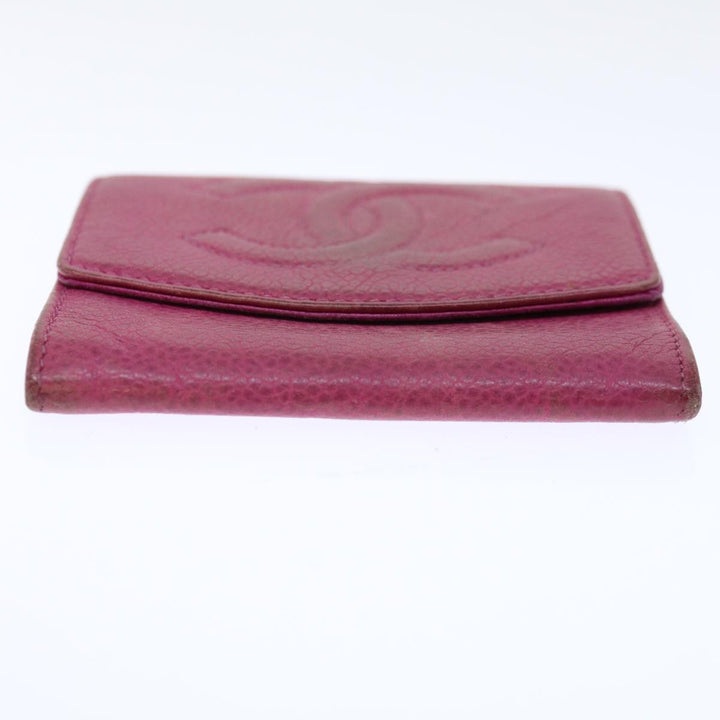 Top Quality Chanel COCO Mark Coin Purse Caviar Skin Pink CC Auth ar11706