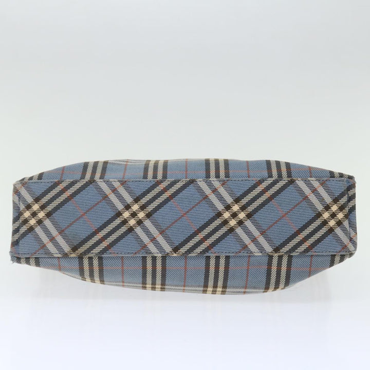 Burberry Nova Check Blue Label Hand Bag Canvas Blue Brown Auth ar11707