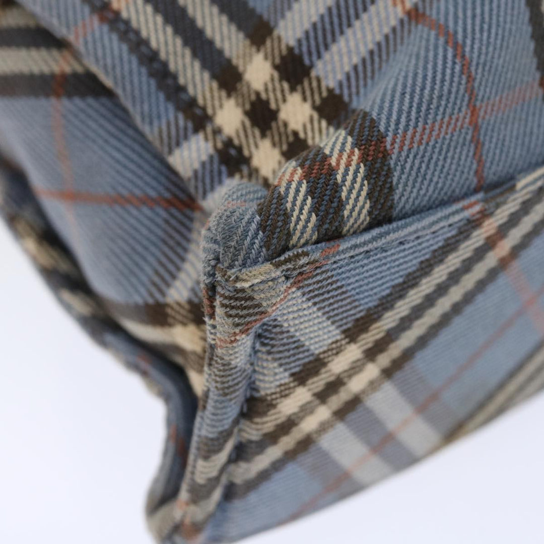 Burberry Nova Check Blue Label Hand Bag Canvas Blue Brown Auth ar11707