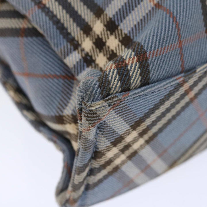Burberry Nova Check Blue Label Hand Bag Canvas Blue Brown Auth ar11707