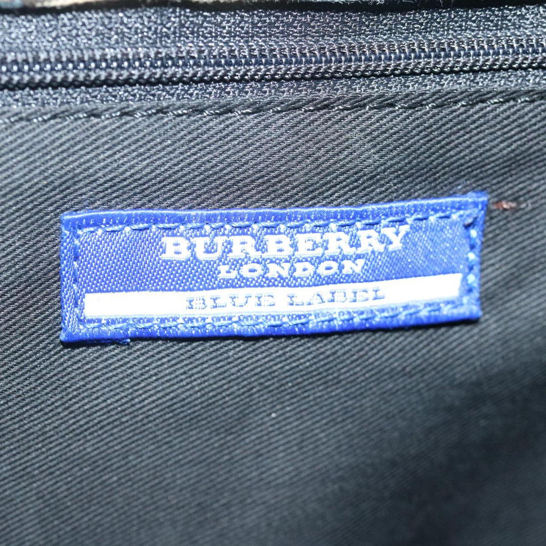 Burberry Nova Check Blue Label Hand Bag Canvas Blue Brown Auth ar11707