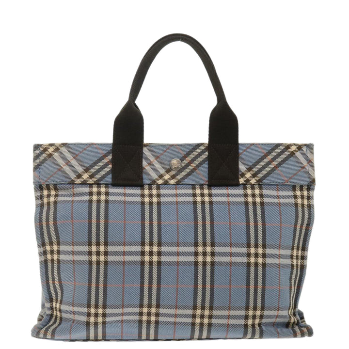 Burberry Nova Check Blue Label Hand Bag Canvas Blue Brown Auth ar11707