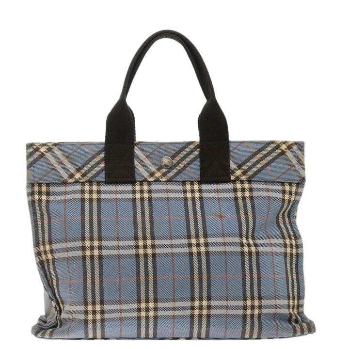 Burberry Nova Check Blue Label Hand Bag Canvas Blue Brown Auth ar11707
