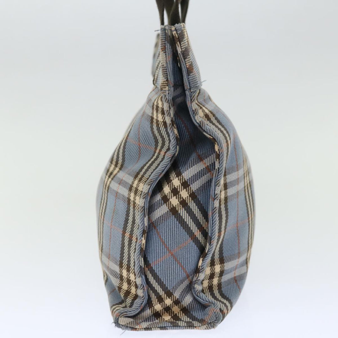 Burberry Nova Check Blue Label Hand Bag Canvas Blue Brown Auth ar11707