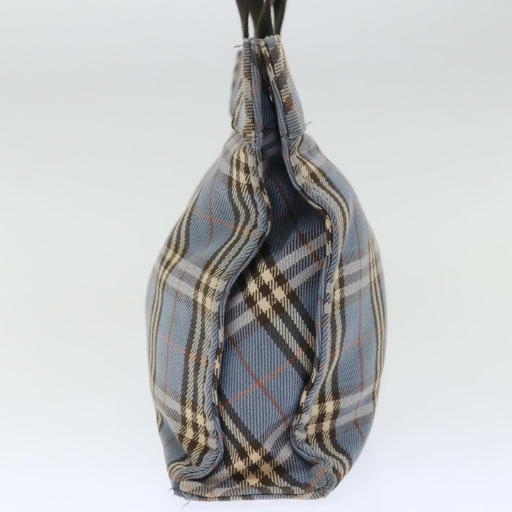 Burberry Nova Check Blue Label Hand Bag Canvas Blue Brown Auth ar11707