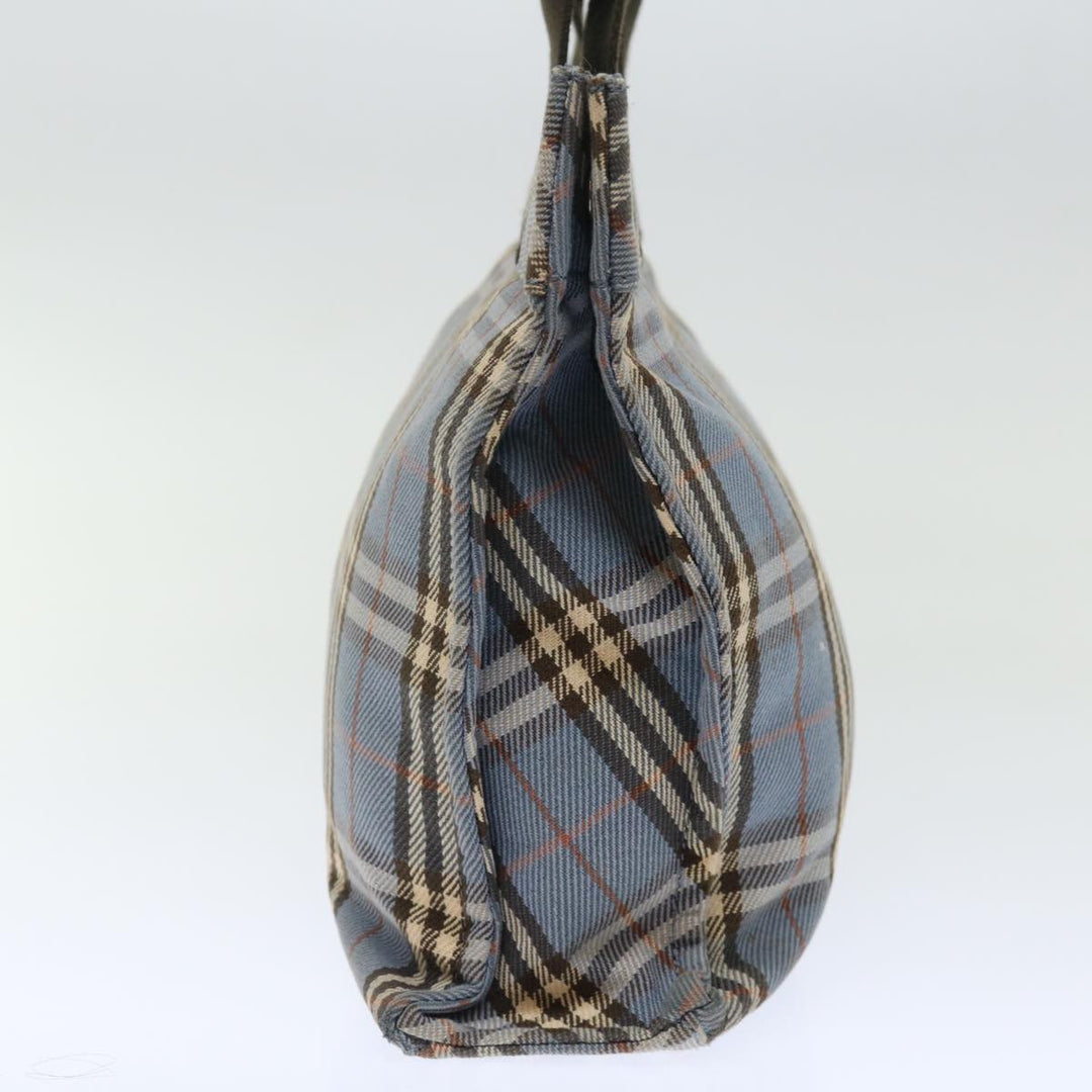 Burberry Nova Check Blue Label Hand Bag Canvas Blue Brown Auth ar11707