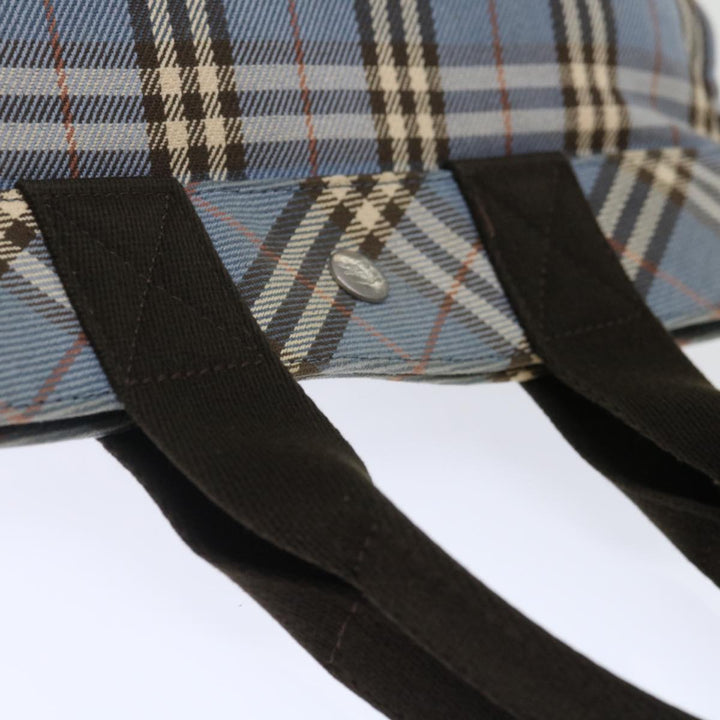 Burberry Nova Check Blue Label Hand Bag Canvas Blue Brown Auth ar11707