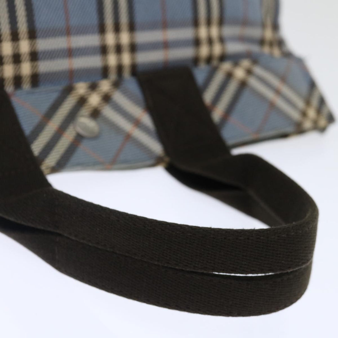 Burberry Nova Check Blue Label Hand Bag Canvas Blue Brown Auth ar11707