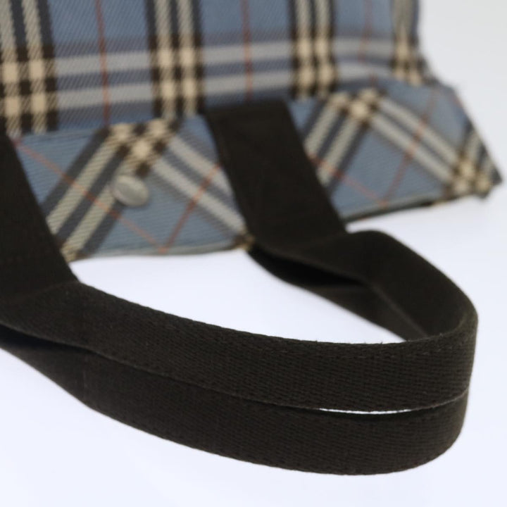 Burberry Nova Check Blue Label Hand Bag Canvas Blue Brown Auth ar11707