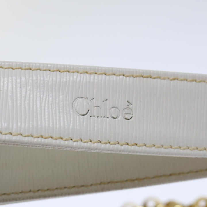 Chloe Chain Shoulder Bag Leather Vintage White ar11719