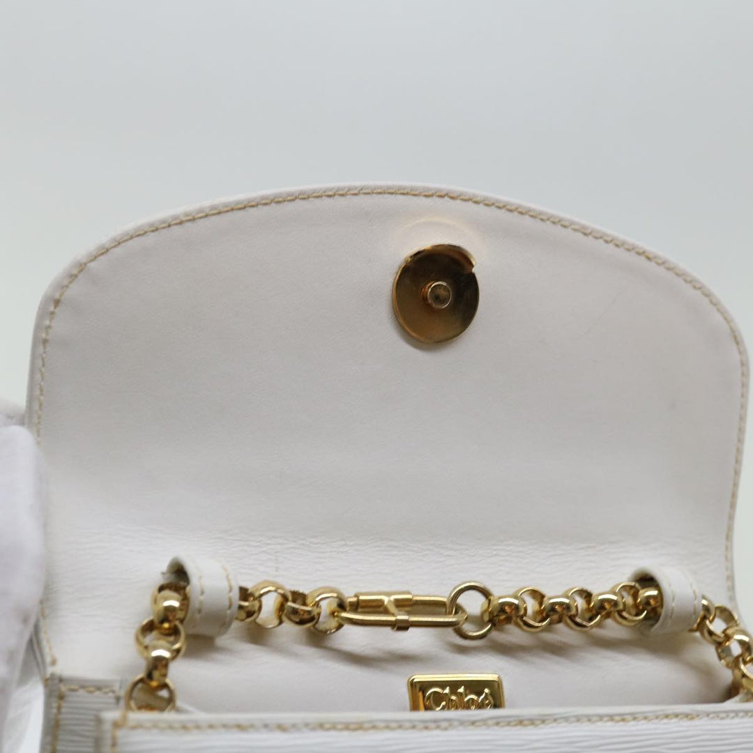 Chloe Chain Shoulder Bag Leather Vintage White ar11719