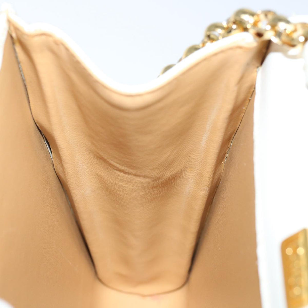 Chloe Chain Shoulder Bag Leather Vintage White ar11719
