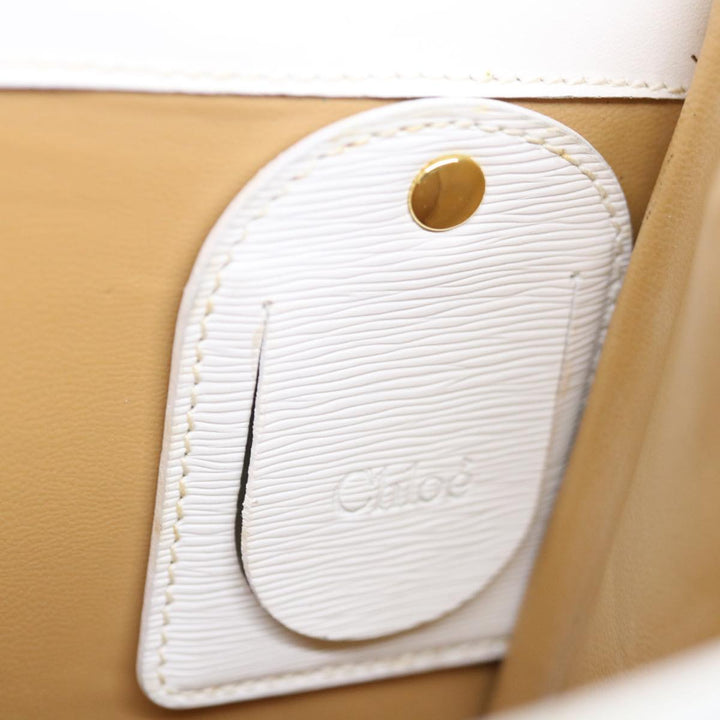 Chloe Chain Shoulder Bag Leather Vintage White ar11719