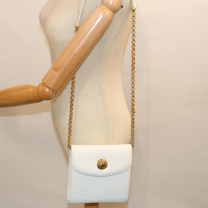 Chloe Chain Shoulder Bag Leather Vintage White ar11719