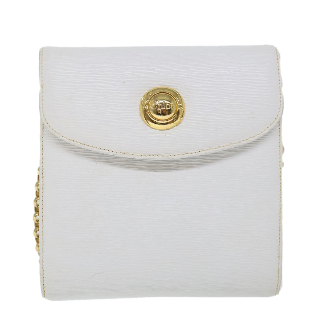 Chloe Chain Shoulder Bag Leather Vintage White ar11719