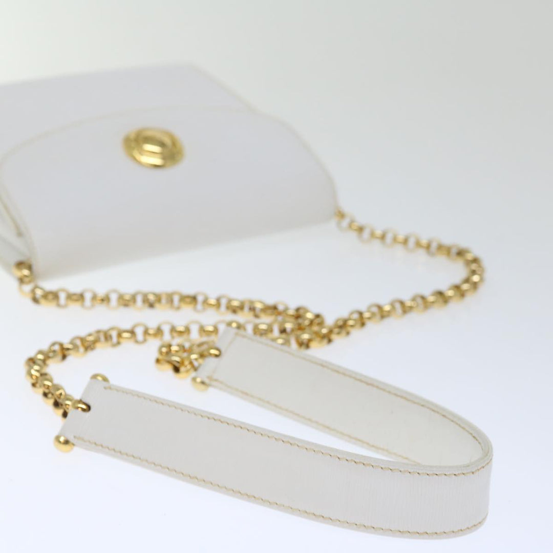Chloe Chain Shoulder Bag Leather Vintage White ar11719