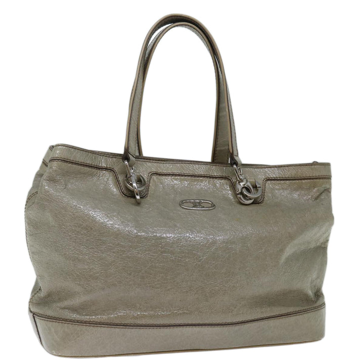 Celine Tote Bag Patent leather Gray Auth ar11732