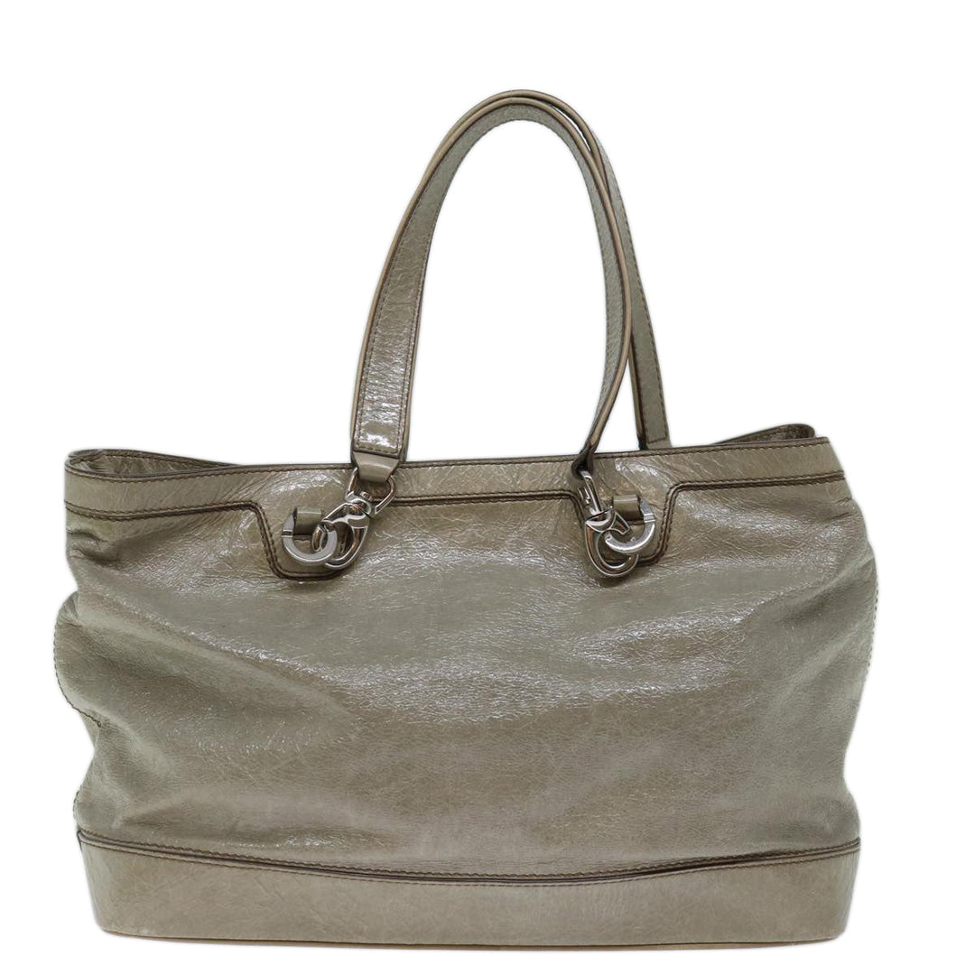 Celine Tote Bag Patent leather Gray Auth ar11732