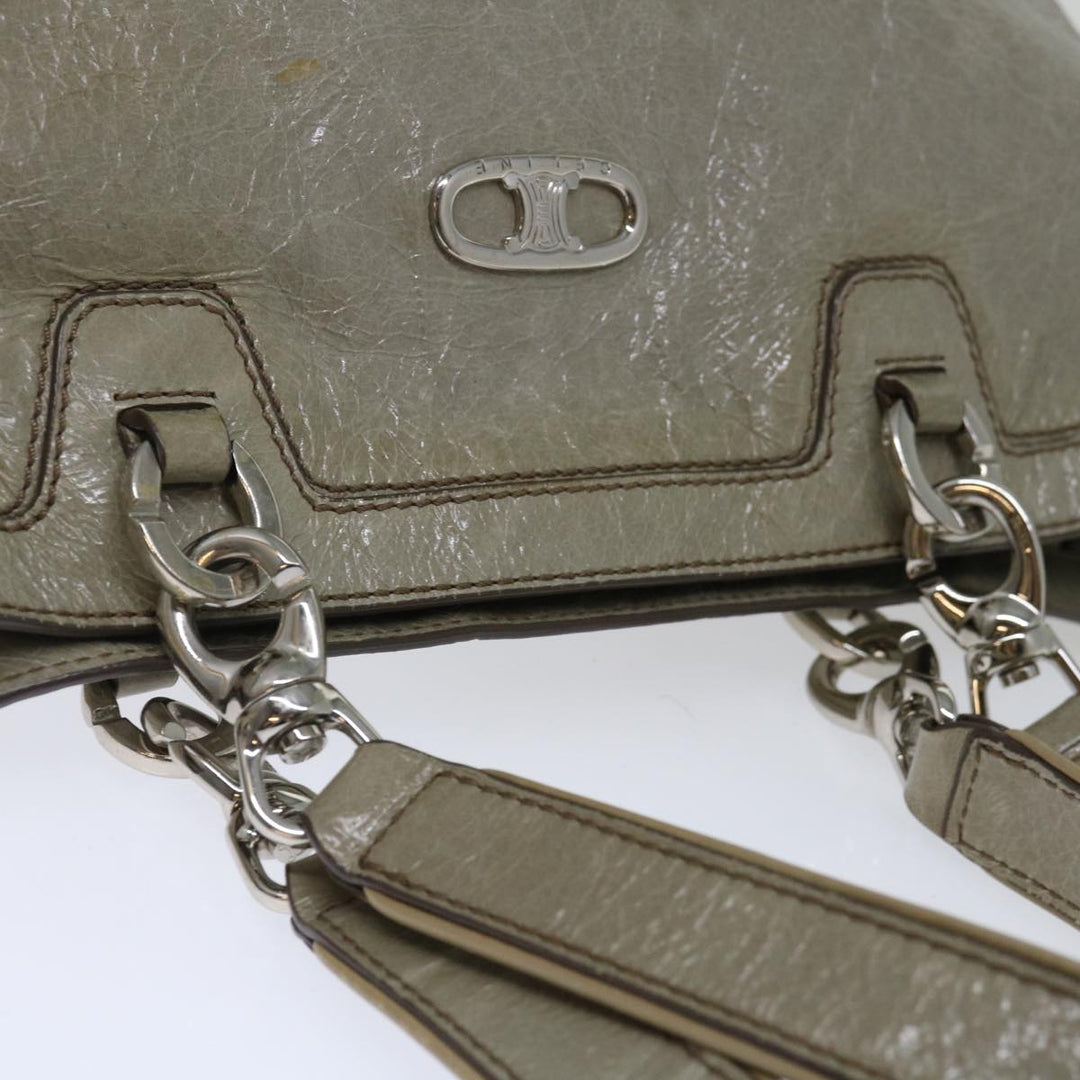 Celine Tote Bag Patent leather Gray Auth ar11732