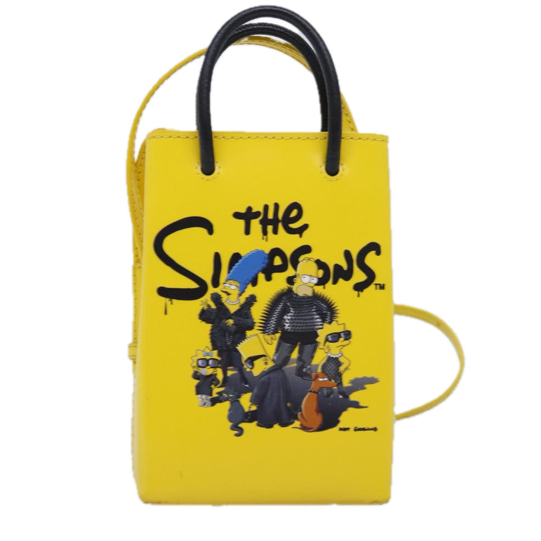 Top Quality Balenciaga Phone Folder The Simpsons Bag Leather 2way Yellow 593826 Auth ar11851
