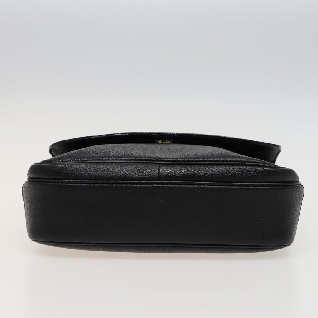 BurberrySs Shoulder Bag Leather Black Auth ar11985
