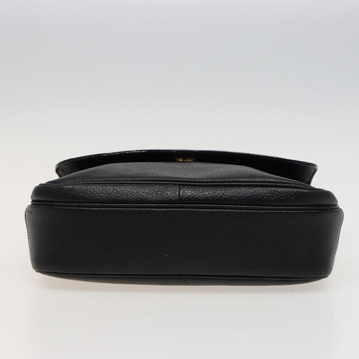 BurberrySs Shoulder Bag Leather Black Auth ar11985