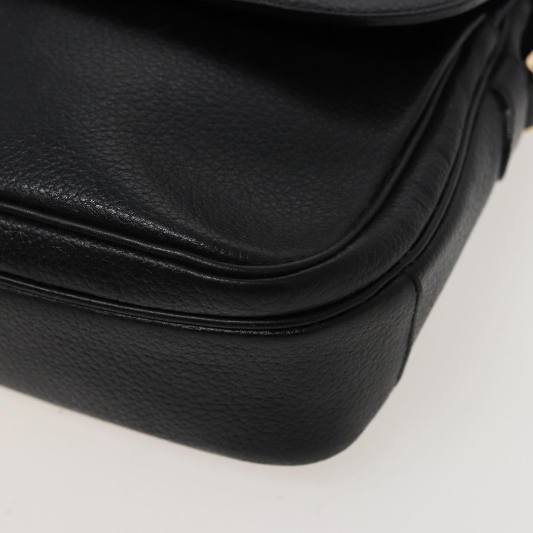 BurberrySs Shoulder Bag Leather Black Auth ar11985