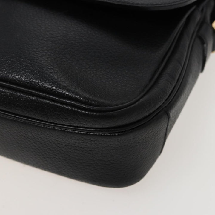 BurberrySs Shoulder Bag Leather Black Auth ar11985
