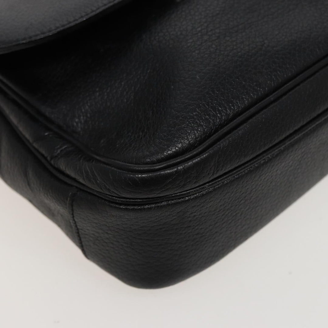 BurberrySs Shoulder Bag Leather Black Auth ar11985