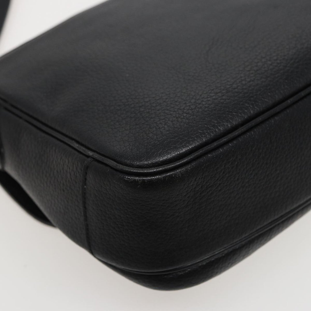 BurberrySs Shoulder Bag Leather Black Auth ar11985