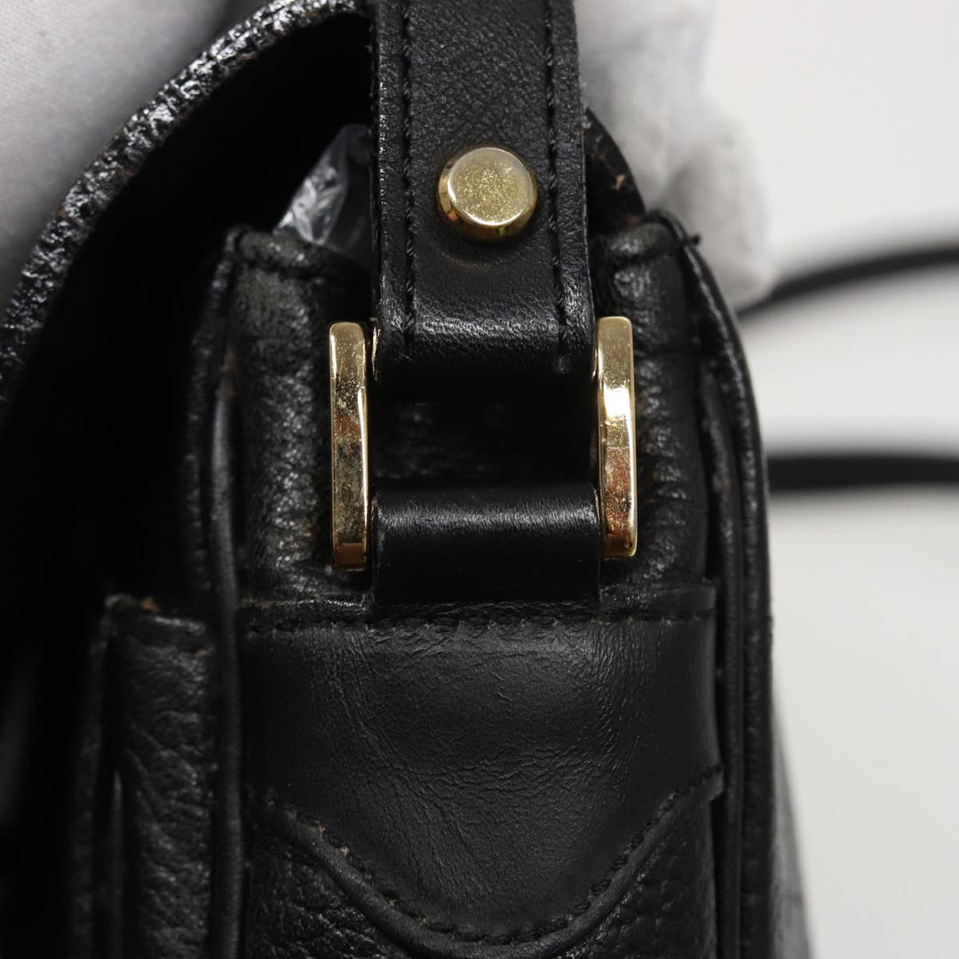 BurberrySs Shoulder Bag Leather Black Auth ar11985