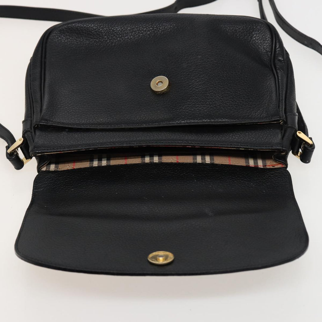 BurberrySs Shoulder Bag Leather Black Auth ar11985
