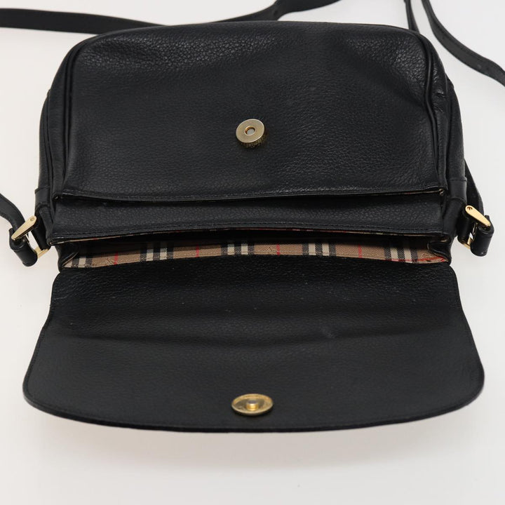 BurberrySs Shoulder Bag Leather Black Auth ar11985