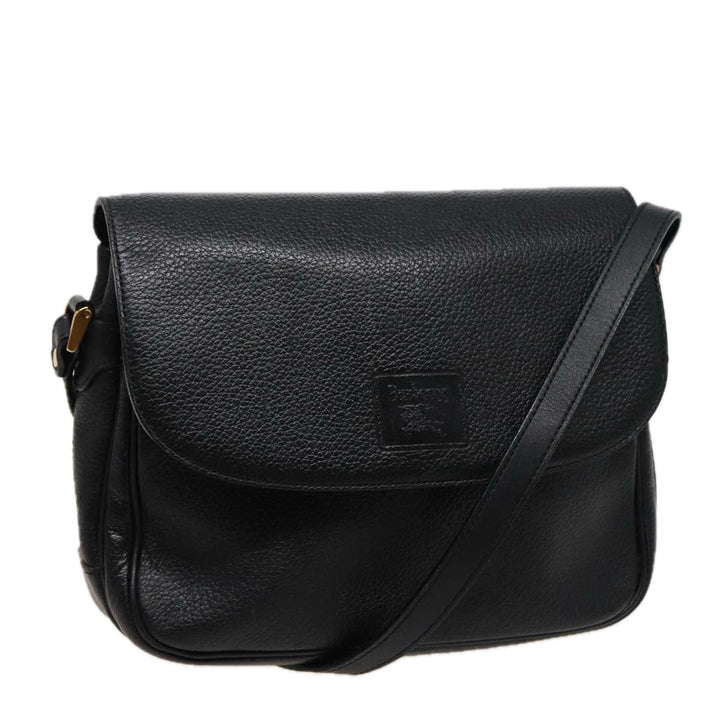 BurberrySs Shoulder Bag Leather Black Auth ar11985