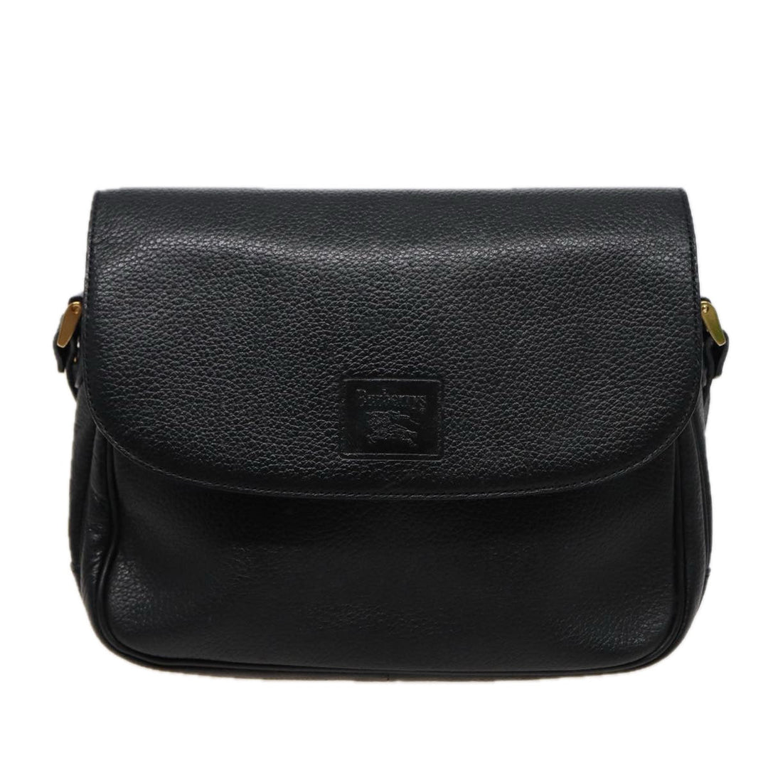 BurberrySs Shoulder Bag Leather Black Auth ar11985