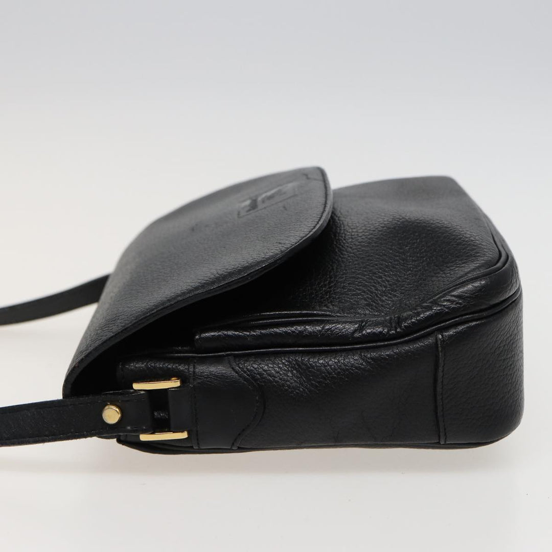 BurberrySs Shoulder Bag Leather Black Auth ar11985