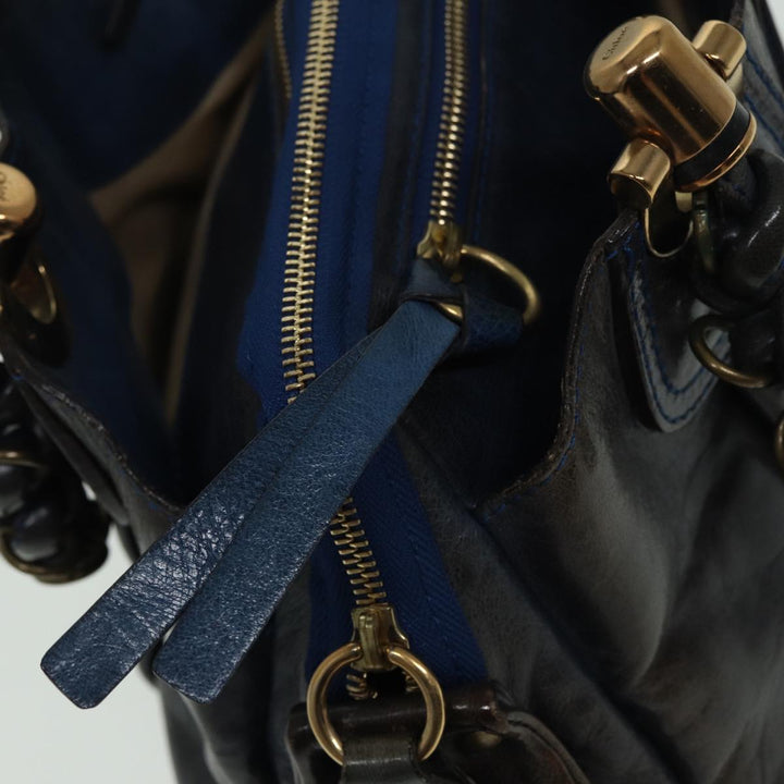 Chloe Hand Bag Leather Navy ar12061